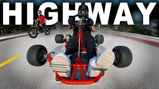 Electric GoKart on PUBLIC HIGHWAY  Sur Ron Powered EKart Test and Review [upl. by Kwang]