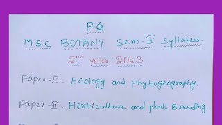 MSC Botany 2nd Year Sem  lV Syllabus PG Osmania University 2023 [upl. by Helfant]