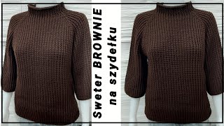 NR35 BROWNIE Zimowy Gruby Sweter na szydełku Reglan od góry Crochet Winter Raglan Sweater [upl. by Tannie768]