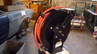 HARBOR FREIGHT AIR HOSE REEL REVIEW [upl. by Heyes]