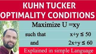 Kuhn Tucker Optimality Conditions with inequality constraints KuhnTuckerConditions [upl. by Wilie]