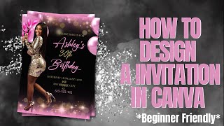 how to design a invitation in canva  diy birthday invitation  design in canva canva photoshop [upl. by Ardnod577]