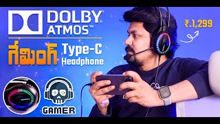 Under Rs1300 Best Dolby Atmos TypeC Gaming Over Ear Headphone unboxing ️‍🔥 [upl. by Ihculo]