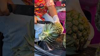 Thai Girl Selling Fresh Pineapple  Fruit Cutting Skills [upl. by Niwled]