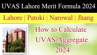 UVAS Lahore Merit Formula 2024  How to Calculate UVAS Aggregate for Admission [upl. by Agiaf]