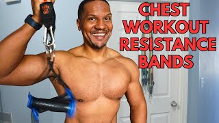 Resistance Bands CHEST workout  Follow along with Muscle Building tips [upl. by Trebuh690]