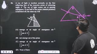 A ray of light is incident normally on the first refracting face of the isosceles prism of refra [upl. by Channa]