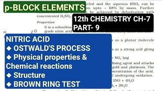 12th Chemistry Ch7Part9Nitric Acid Preparation amp Chemical reactionsStudy with Farru [upl. by Adore32]