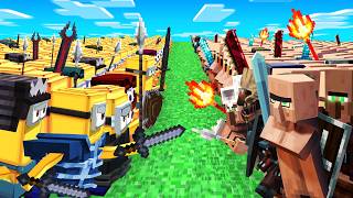 10000 Villagers VS 10000 Minions  Pillagers Aliens amp More Minecraft Compilation [upl. by Arrat]