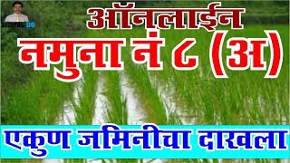 Online Namuna no 8 A form  ऑनलाईन नमुना नं ८ अ ऑनलाईन एकूण जमिनीचा दाखला [upl. by Assehc]