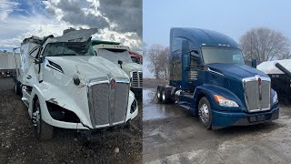 Rebuilding a wrecked 2022 Kenworth T680 [upl. by Yenrab]