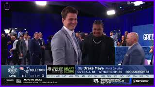 Patriots select QB Drake Maye with the 3rd overall pick in the 2024 NFL Draft [upl. by Lunnete]