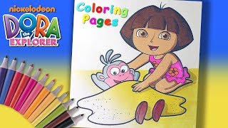 LearnColors and LearnColoring with Dora the Explorer Dora and Boots play on the beach Coloring [upl. by Bette]