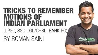 Tricks to remember motions of Indian Parliament UPSC CSEIAS SSC CGLCHSL Bank IBPSSBI [upl. by Korten]