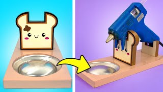 🍞Como fazer Suporte Base para PISTOLA de COLA QUENTE com Papelão e Lata de refri  Torrada Kawaii [upl. by Innob]