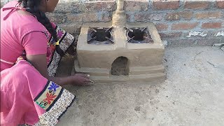 primitive technology oven and chulha mitti Ka chulha banane Ka tarika mud stove fere stove [upl. by Laurens]