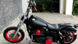 Harley Street bob Dyna Bobber For sale drag pipes EFI red rims old school [upl. by Sukin]