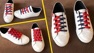 3 Dual Colors Style Shoe Lacing  shoes lace styles  how to tie shoes  dual shoe laces [upl. by Nodlehs]