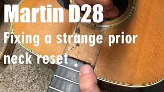 Martin D28 1973  Fixing a prior neck reset [upl. by Yxel]