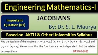 Find the Jacobian of the functions y1x1x2x2x3 y2x1x2x2x3 and y3x2x1x3 Hence show [upl. by Frodeen63]