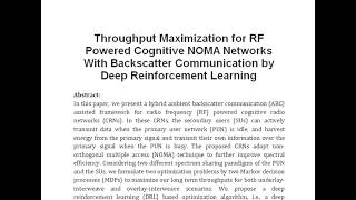 Throughput Maximization for RF Powered Cognitive NOMA Networks With Backscatter Communication by Dee [upl. by Kristine]