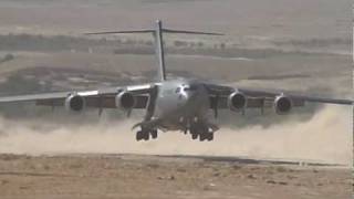 C17 Landing on dirt runway [upl. by Gradey]