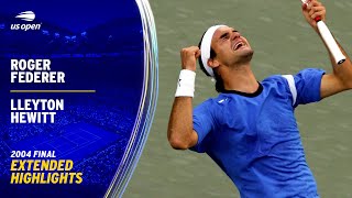 Roger Federer vs Lleyton Hewitt Extended Highlights  2004 US Open Final [upl. by Booker]