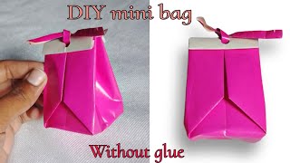 DIY mini gift rapping bag origami bag making without glue [upl. by Wamsley]