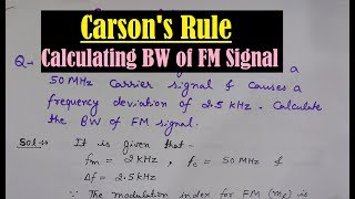 Carsons Rule in Frequency Modulation  Calculating Bandwidth of FM  Solved Problems on Carson Rule [upl. by Seraphina]