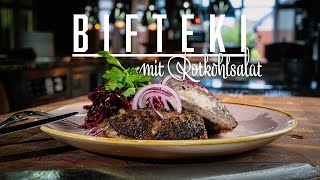 Bifteki Steaks mit orientalischem Rotkohlsalat – Kochen im Tal [upl. by Timoteo]