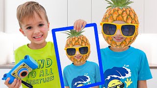 Vlad and Niki play with photos  Funny videos for kids [upl. by Fern]