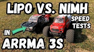 Which is best Lipo vs NiMH Batteries in Arrma 3s cars Big Rock Granite Senton Typhon 3s [upl. by Walli]