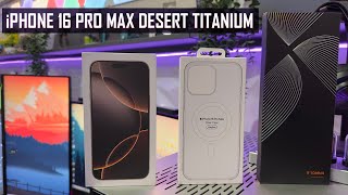 iPhone 16 Pro Max Desert Titanium amp Clear Case amp Torras Screen Protector Unboxing [upl. by Feriga]