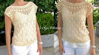 How to Crochet Lacy Summer Blouse Lacy Flowers Blouse Crochet Video Tutorial [upl. by Elianora]