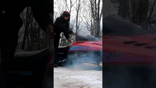 Running a snowmobile with the worst gas EVER snowmobile snowmobiler gas snowmachine [upl. by Lissi657]