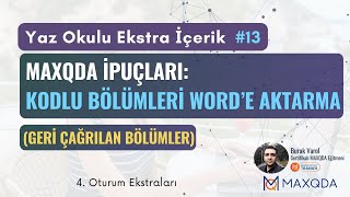 MAXQDA Kodlu Bölümleri Worde Aktarma Geri Çağrılan Bölümler [upl. by Betthezel]