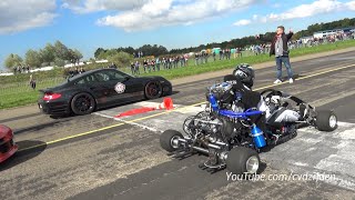 230HP Super Kart vs 1300HP Porsche 9ff vs 1088HP AUDI S4 [upl. by Nagud248]