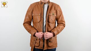 Goldtop Patrol Leather Motorcycle Jacket  Waxed Tan [upl. by Weingartner95]