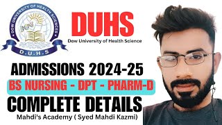 Dow University of health Sciences Admissions 202425 BSN NursingPharmDDPTComplete Details [upl. by Euqinaj]