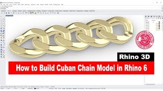 Cuban Chain 3D model in Rhino 6 2018 Jewelry CAD Design Tutorial 26 [upl. by Beltran]