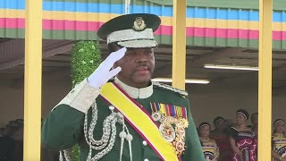 King Mswati III of Eswatini attending a parade with the His Majestys Correctional Services 2024 [upl. by Nnylodnewg]