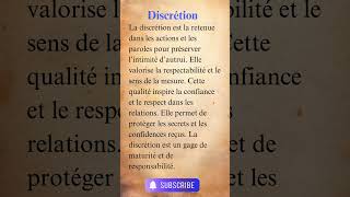 définition de la Discrétion motivation frenchvocabulary french learnfrench [upl. by Adlez]