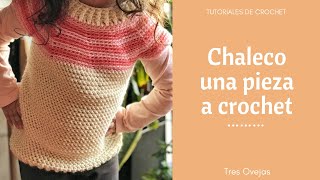 Chaleco a crochet para niña paso a paso  A medida sin talles ni costuras una sola pieza [upl. by Ahsetal]