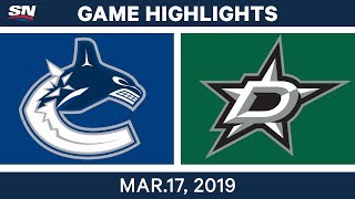 NHL Highlights  Canucks vs Stars – Mar 17 2019 [upl. by Ahsilram314]