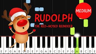 Rudolph the Rednosed Reindeer Piano Tutorial MEDIUM [upl. by Aima]