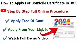 How to Apply For Domicile Certificate Online in JampK in 2024  Domicile certificate kaise banaye l [upl. by Rigby260]