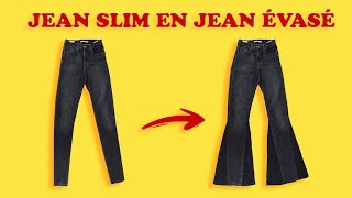 DIY  Je transforme un Jean Slim en un Jean Évasé 👖 [upl. by Oinota]