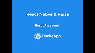 React Native Parse  User Password Reset [upl. by Haeluj]