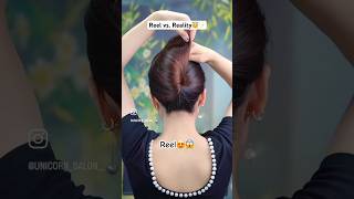 Reel vs Reality😇🎀✨ hair hairstyle hairtutorial korea hairhacks viralshorts [upl. by Learsiy]