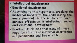 Bowlbys theory of maternal deprivation [upl. by Simah]